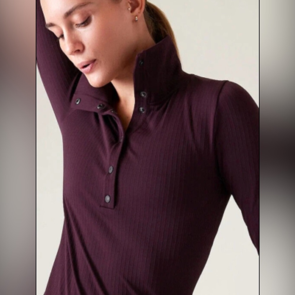 Athleta Deep Purple Ribbed Top - Picture 2 of 10